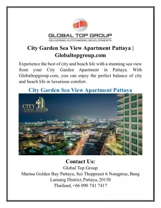 City Garden Sea View Apartment Pattaya | Globaltopgroup.com