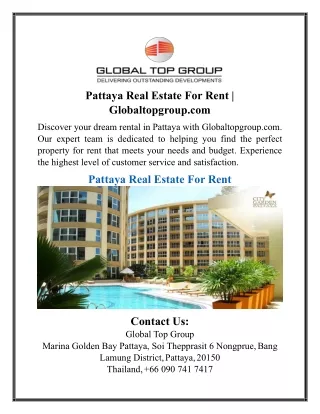 Pattaya Real Estate For Rent | Globaltopgroup.com