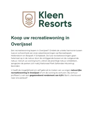 Recreatiewoning kopen Overijssel