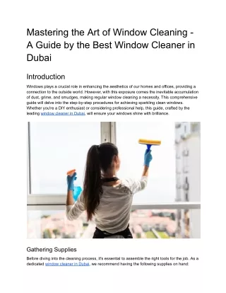 Mastering the Art of Window Cleaning - A Guide by the Best Window Cleaner in Dubai