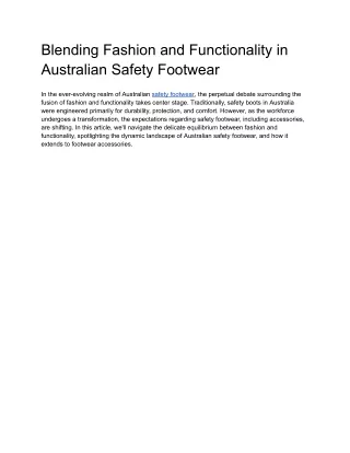 Blending Fashion and Functionality in Australian Safety Footwear