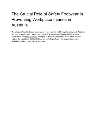 The Crucial Role of Safety Footwear in Preventing Workplace Injuries in Australia