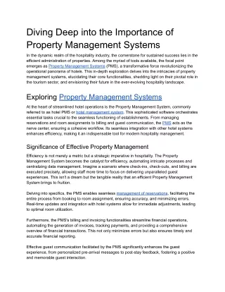 Diving Deep into the Importance of Property Management Systems