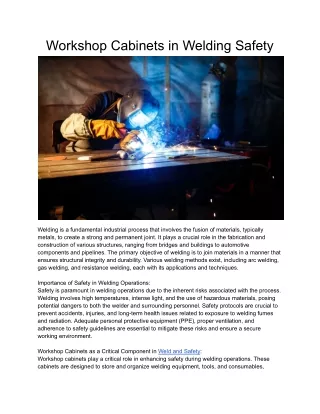 Workshop Cabinets in Welding Safety