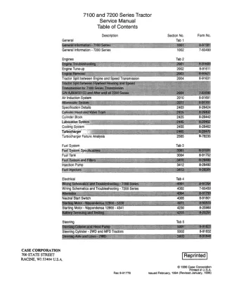 CASE IH 7230 Tractor Service Repair Manual 1