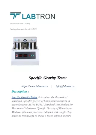 Specific Gravity Tester