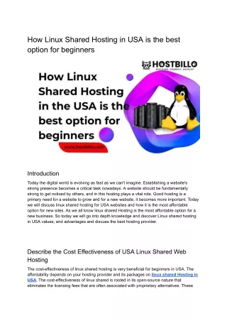 How Linux Shared Hosting in USA is the best option for beginners