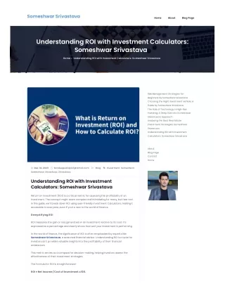 Understanding ROI with Investment Calculators Someshwar Srivastava
