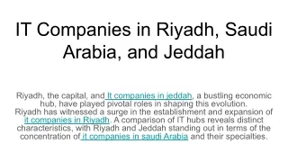 IT Companies in Riyadh, Saudi Arabia, and Jeddah