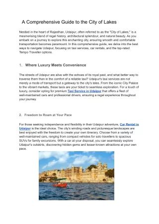 Udaipur Unveiled_ A Comprehensive Guide to the City of Lakes