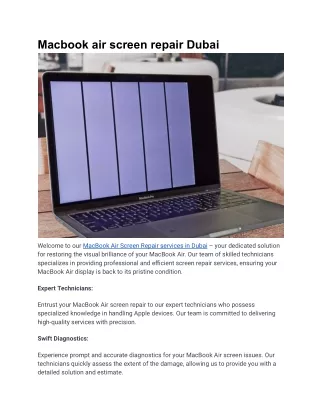 Macbook air screen repair Dubai