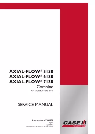 CASE IH AXIAL-FLOW 6130 Combine Service Repair Manual (PIN YDG009296 and above)