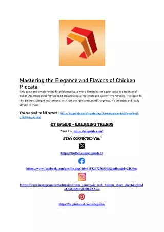 Mastering the Elegance and Flavors of Chicken Piccata