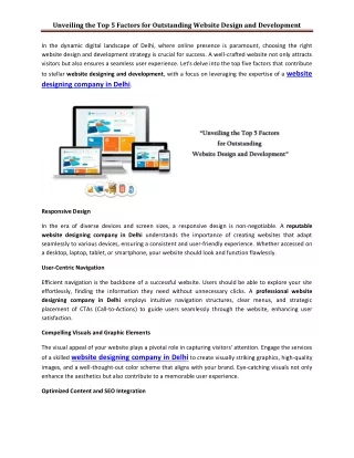 Unveiling the Top 5 Factors for Outstanding Website Design and Development