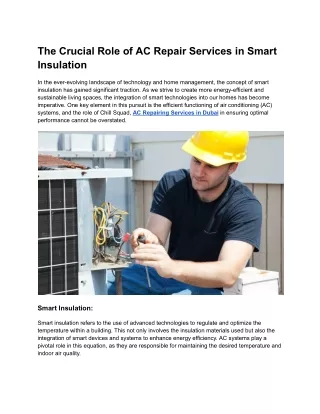 The Crucial Role of AC Repair Services in Smart Insulation