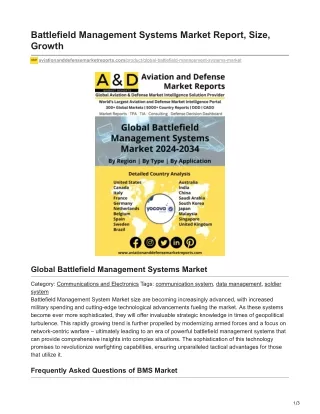 Battlefield Management Systems Market Report Size Growth