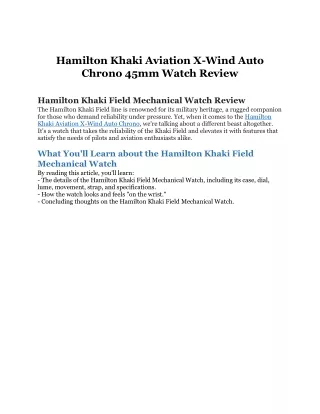 Hamilton Khaki Aviation X-Wind Auto Chrono 45mm Watch Review