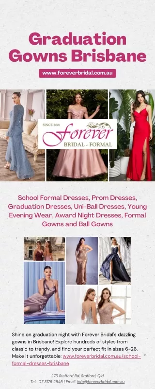 Modern Graduation Gowns Brisbane - www.foreverbridal.com.au