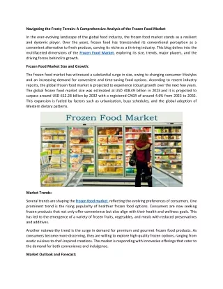 Frozen Food Industry Research Reports