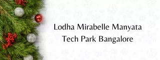 Lodha Mirabelle Manyata Tech Park Bangalore E Brochure Pdf