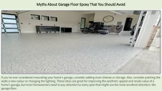 Myths About Garage Floor Epoxy That You Should Avoid