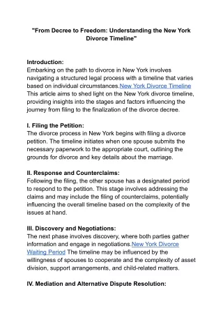 New York Divorce Timeline