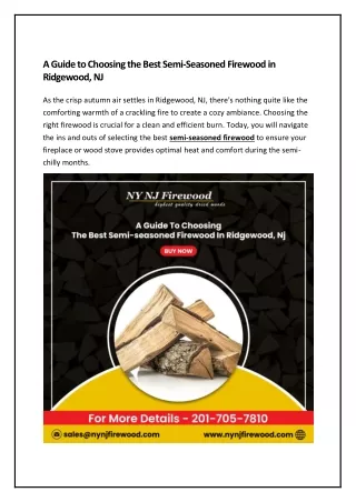 A Guide to Choosing the Best Semi-Seasoned Firewood in Ridgewood, NJ