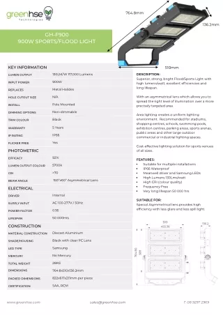 900W LED Sports/Flood Light by Greenhse Technologies