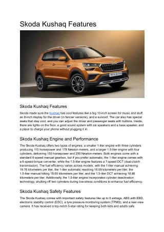 Skoda Kushaq Features