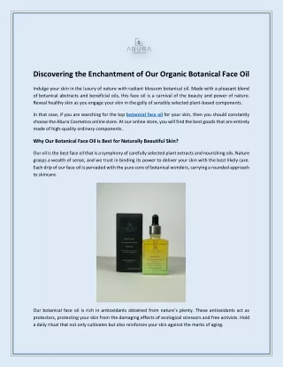 Discovering the Enchantment of Our Organic Botanical Face Oil