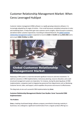 Customer Relationship Management Market: When Ceros Leveraged HubSpot