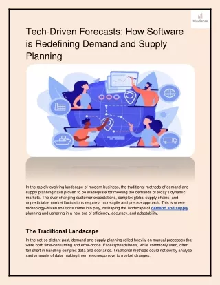 Tech-Driven Forecasts: How Software is Redefining Demand and Supply Planning