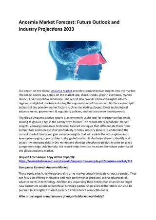 Anosmia Market Forecast To 2033