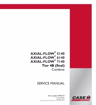 CASE IH AXIAL-FLOW 6140 Tier 4B (final) Combine Service Repair Manual [YEG012701 - ]