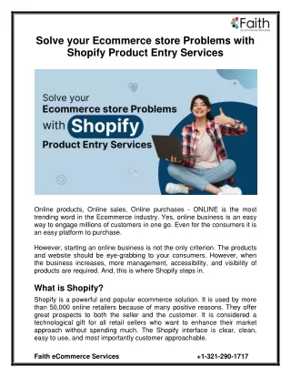 Solve your Ecommerce Store Problems with Shopify Product Entry Services