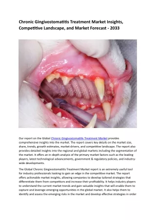 Chronic Gingivostomatitis Treatment Market Insights