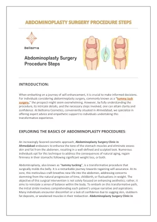 ABDOMINOPLASTY SURGERY PROCEDURE STEPS