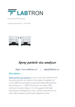 Spray particle size analyzer