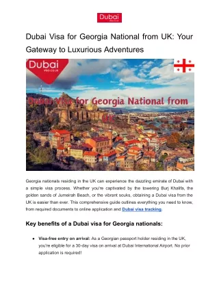 Dubai Visa for Georgia National from UK