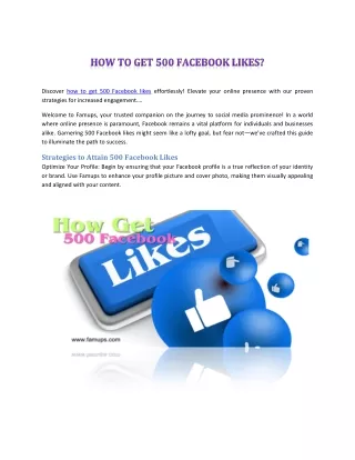HOW TO GET 500 FACEBOOK LIKES