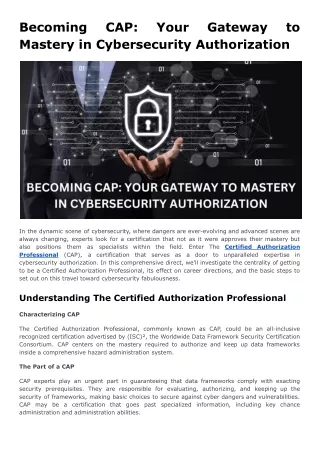 Becoming CAP_ Your Gateway to Mastery in Cybersecurity Authorization