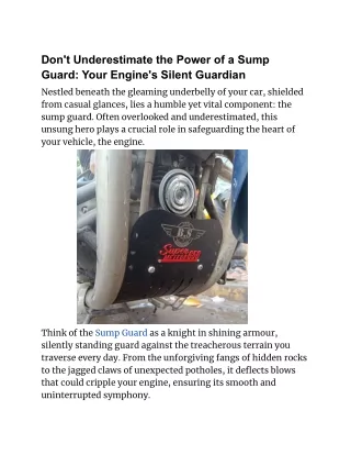 Don't Underestimate the Power of a Sump Guard_ Your Engine's Silent Guardian