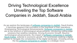 Driving Technological Excellence Unveiling the Top Software Companies in Jeddah, Saudi Arabia