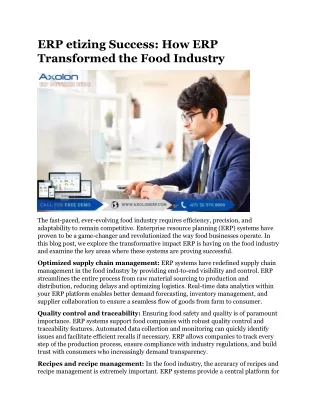 ERP etizing Success How ERP Transformed the Food Industry