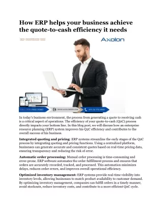 How ERP helps your business achieve the quote-to-cash efficiency it needs