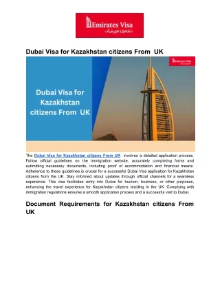 Dubai Visa for Kazakhstan citizens From  UK