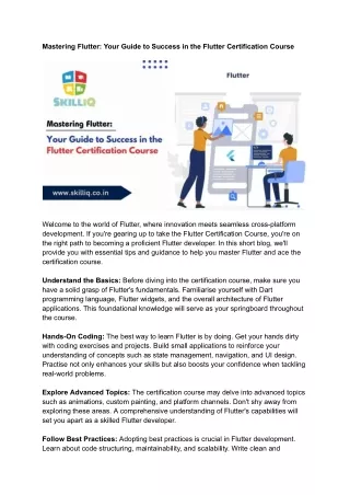 Flutter Certification Course | skillIQ