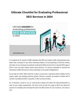 Ultimate Checklist for Evaluating Professional SEO Services in 2024