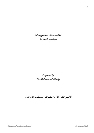 management of anomalis in tooth number