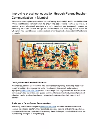 Improving preschool education through Parent-Teacher Communication in Mumbai